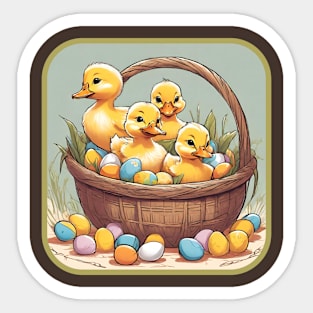 Easter Basket of Ducks. Sticker